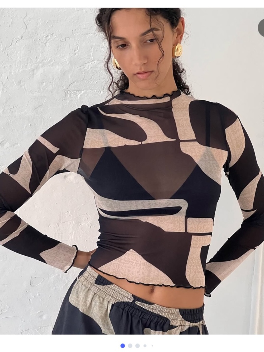 WRAY NYC - Maya Long Sleeve Mesh Top, Size M